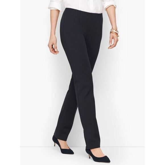 ✨TALBOTS REFINED BI-STRETCH SIDE-ZIP STRAIGHT-LEG BLACK SZ 10P PANTS✨ - Picture 1 of 6